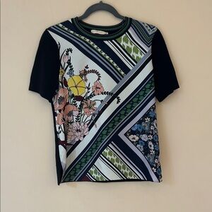 Tory Burch silk/merino wool short sleeve top